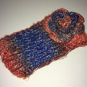 Crocheted Headband Orange and Blue